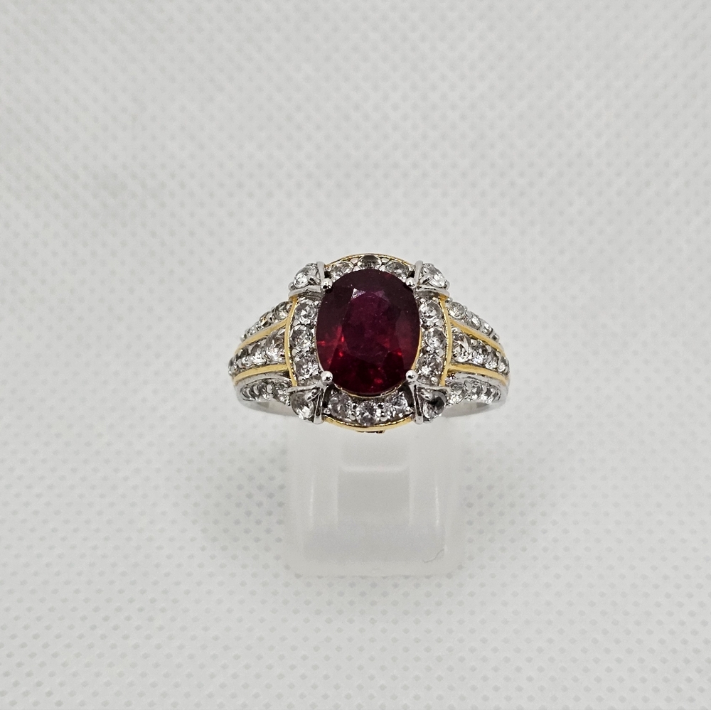 Victoria Wieck Ruby Ring Sterling Silver & 14K Yellow Gold Size 9.5! - Picture 10 of 12